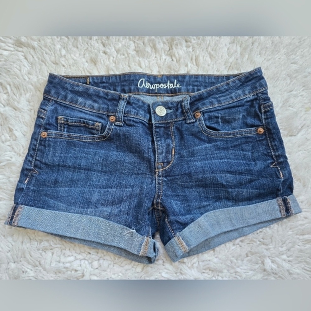 Dark Blue Denim Cuffed Women's Shorts
